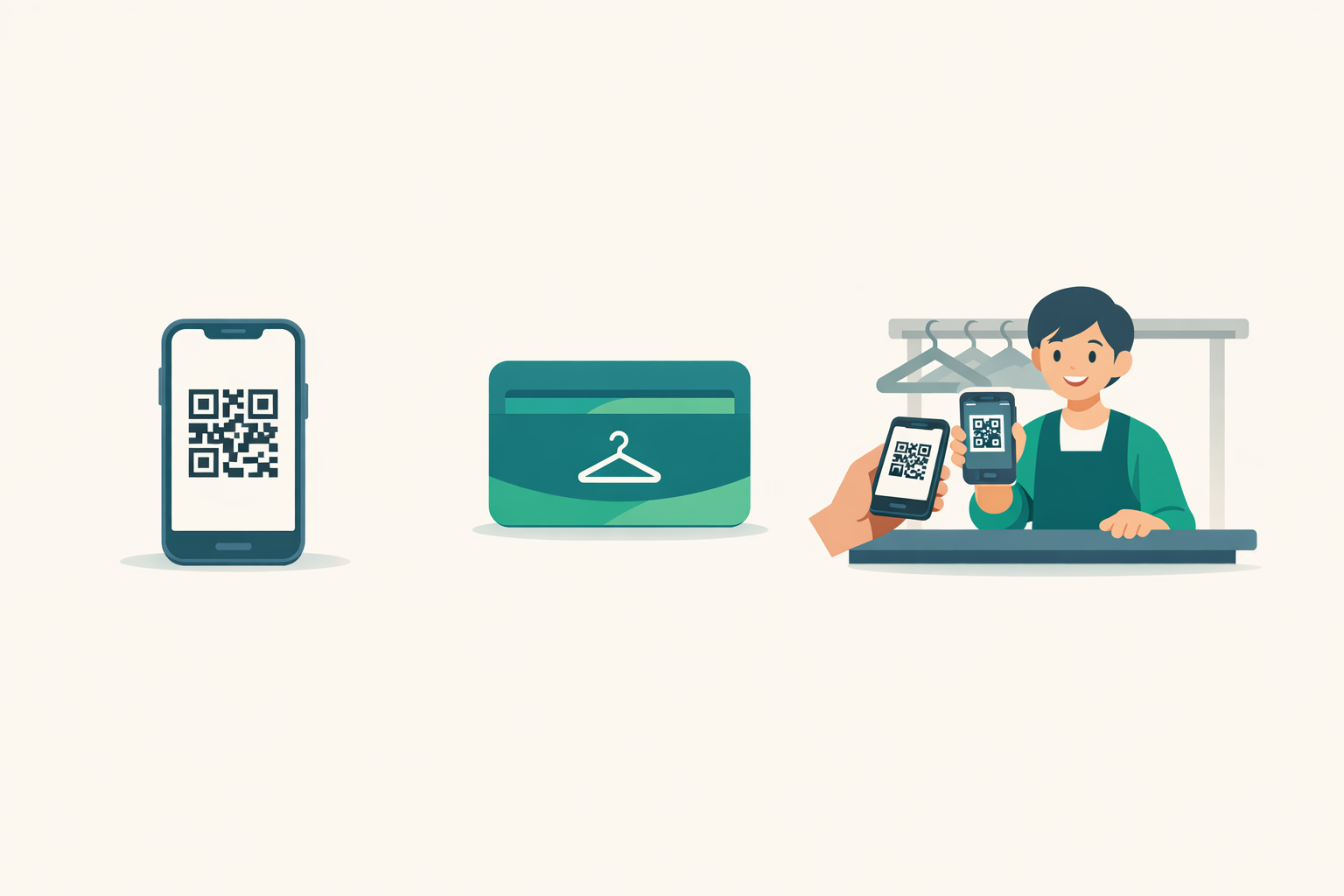 Three steps: show the QR pass, add it to your wallet, staff scan it at the desk